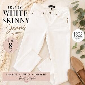 1822 Denim White Skinny Jeans Size 8 High Rise Stretch Slim Fit
